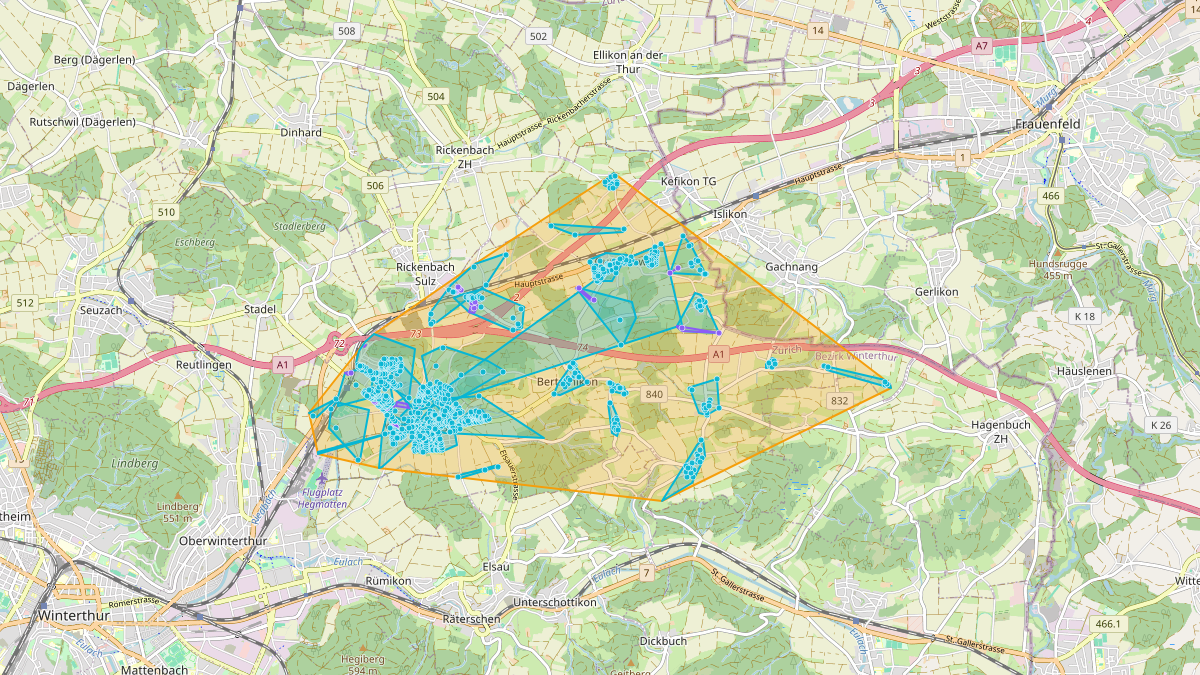 Carte du potentiel CEL de LEG Wiesendangen (ZH) – Netzgebiet 1