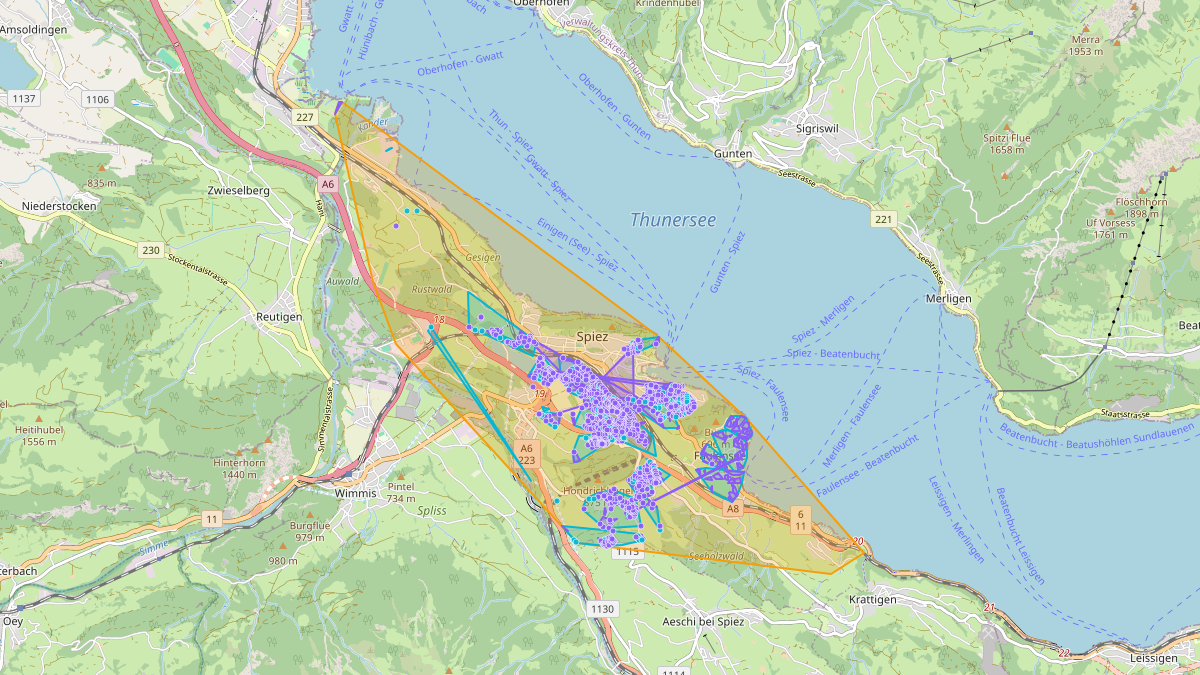 Carte du potentiel CEL de LEG Spiez (BE) – Netzgebiet 1
