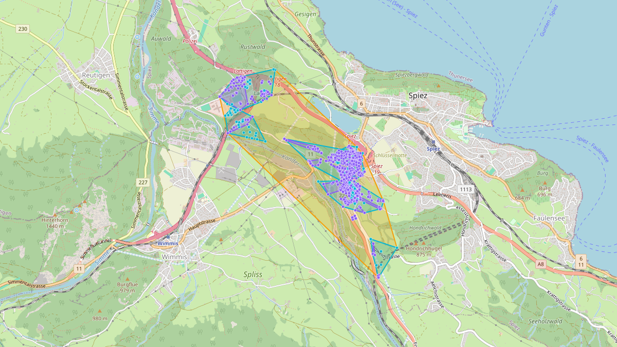 Carte du potentiel CEL de LEG Spiez (BE) – Netzgebiet 2