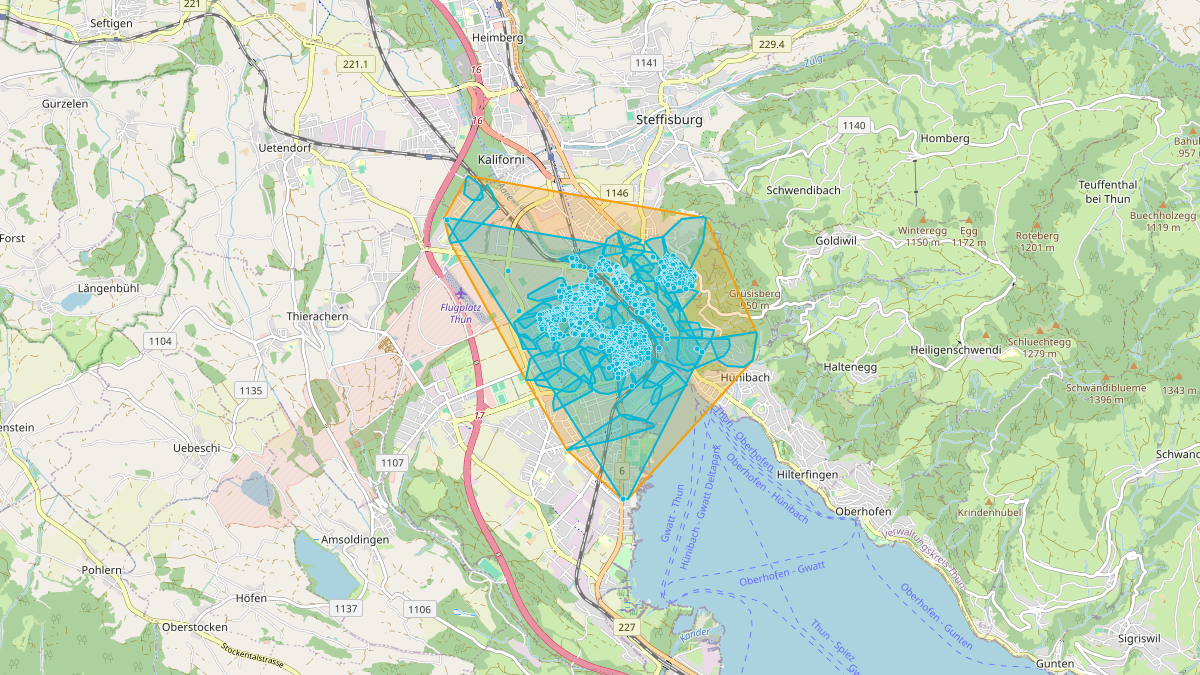 Carte du potentiel CEL de LEG Thun (BE) – Netzgebiet 1