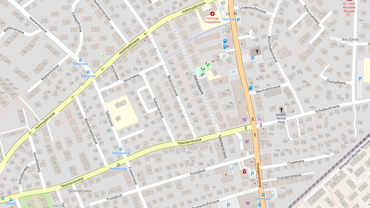 Carte du potentiel CEL de LEG Thun (BE) – Netzgebiet 1