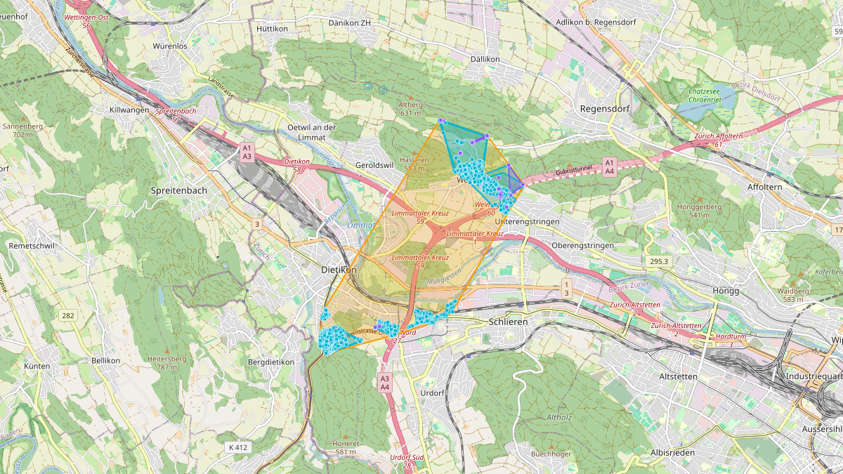 LEG-Potenzial-Karte von LEG Weiningen (ZH) – Unterwerk Weiningen (ZH)