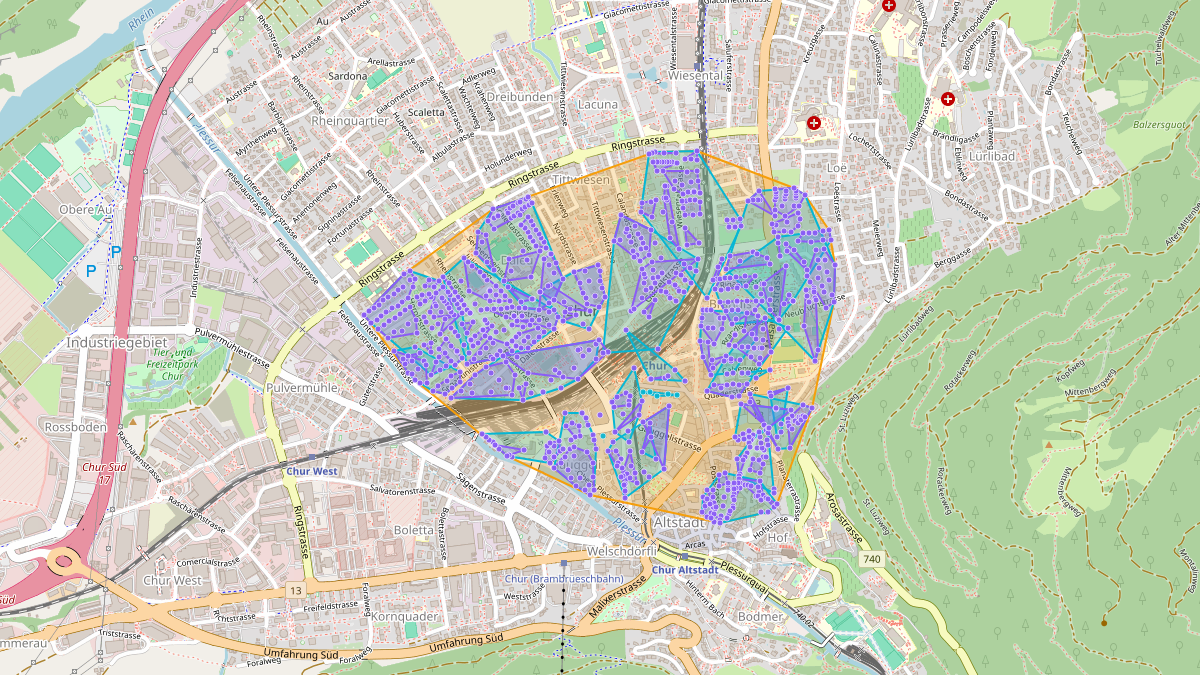 LEG-Potenzial-Karte von LEG Chur (GR) – Unterwerk Gürtelstrasse 10, 7000 Chur