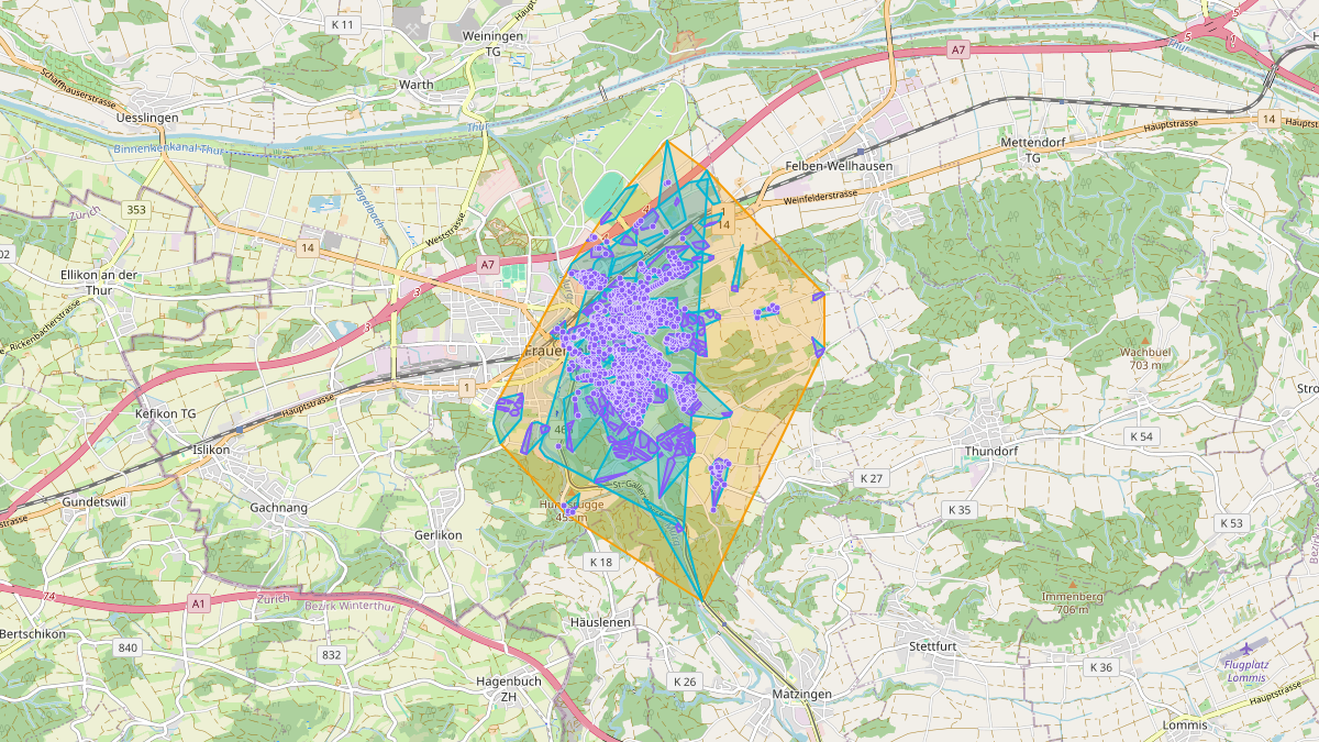 Mappa del potenziale CLE di LEG Frauenfeld (TG) – Unterwerk Neuhauserstrasse 10, 8500 Frauenfeld