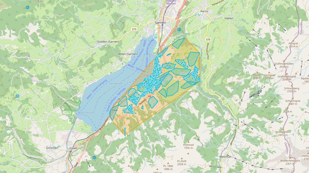 Mappa del potenziale CLE di LEG Sachseln (OW) – Netzgebiet 1