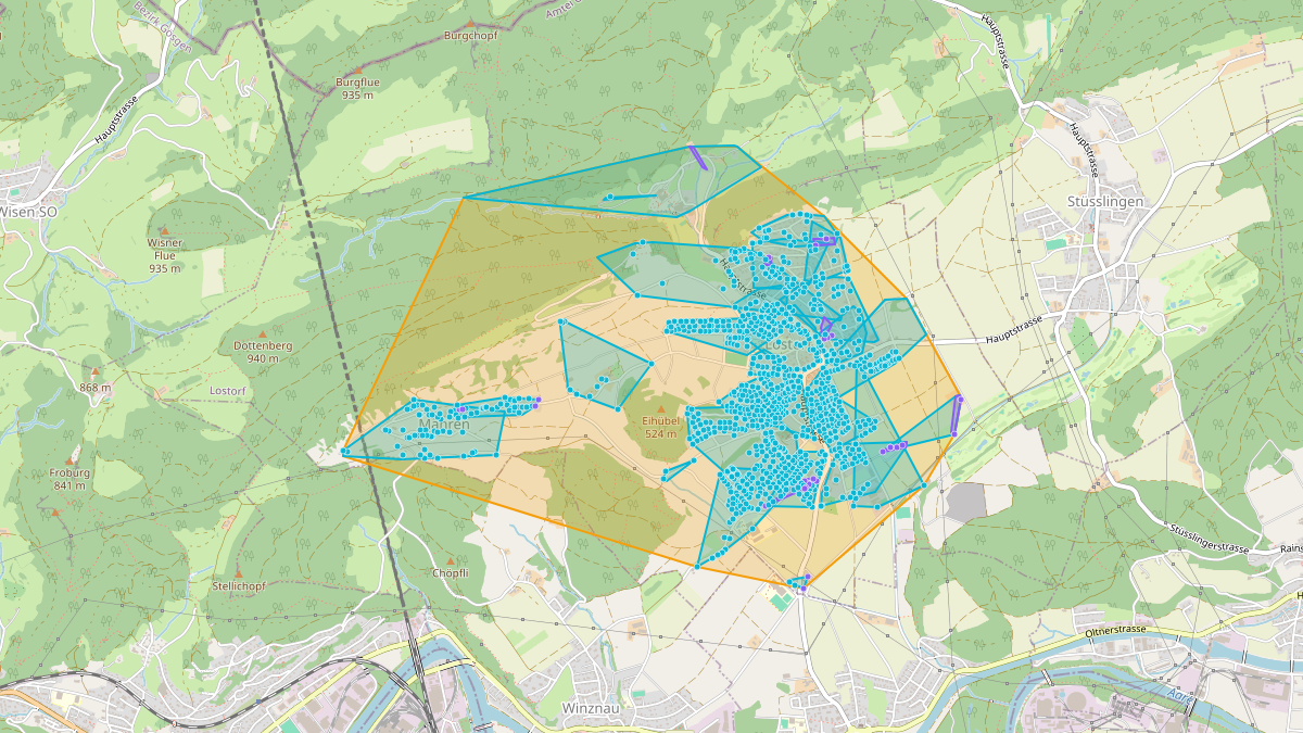 Carte du potentiel CEL de LEG Lostorf (SO) – Netzgebiet 1