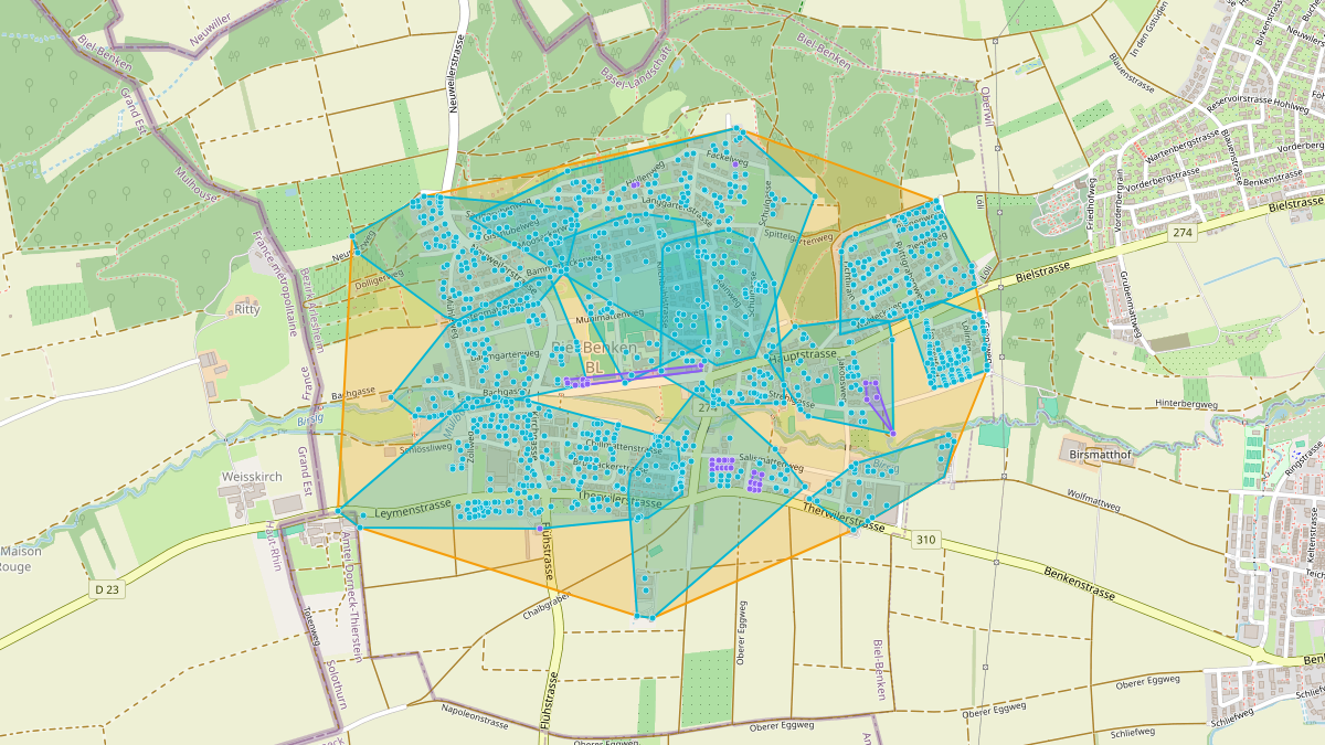 Carte du potentiel CEL de LEG Biel-Benken (BL) – Netzgebiet 1