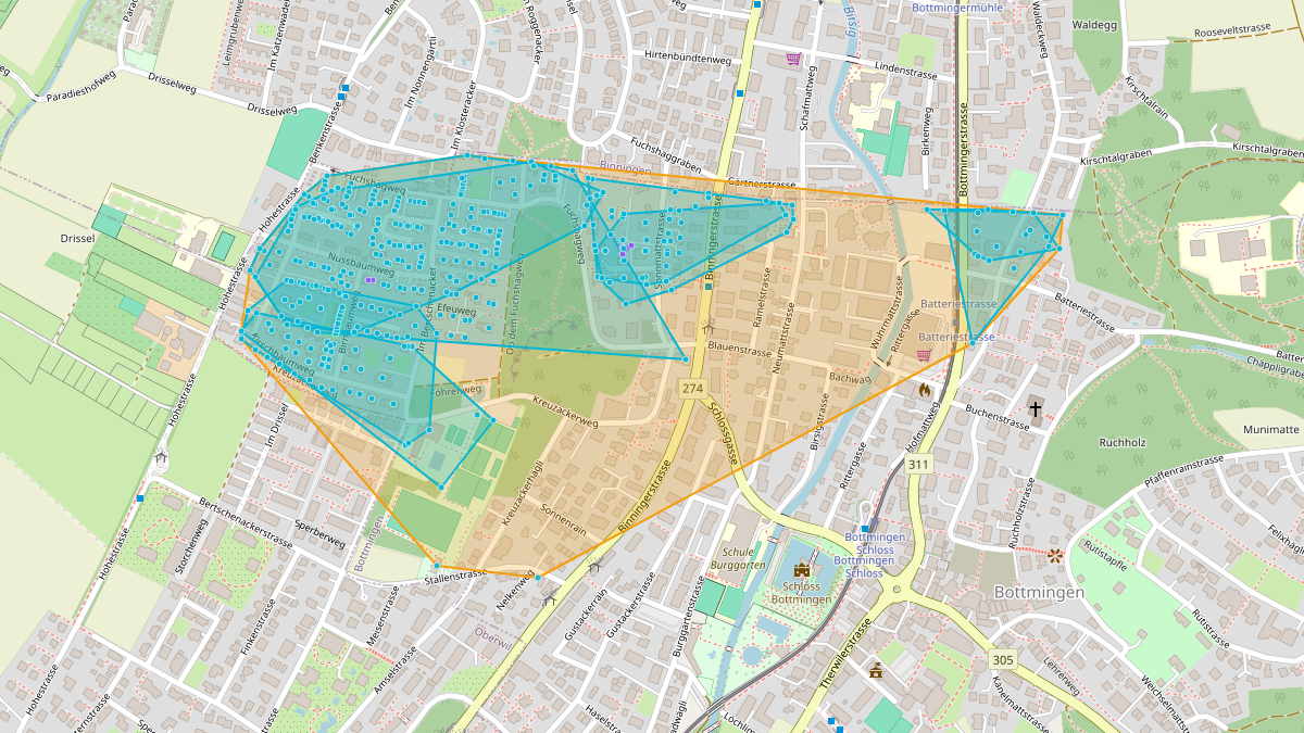 Carte du potentiel CEL de LEG Bottmingen (BL) – Netzgebiet 3