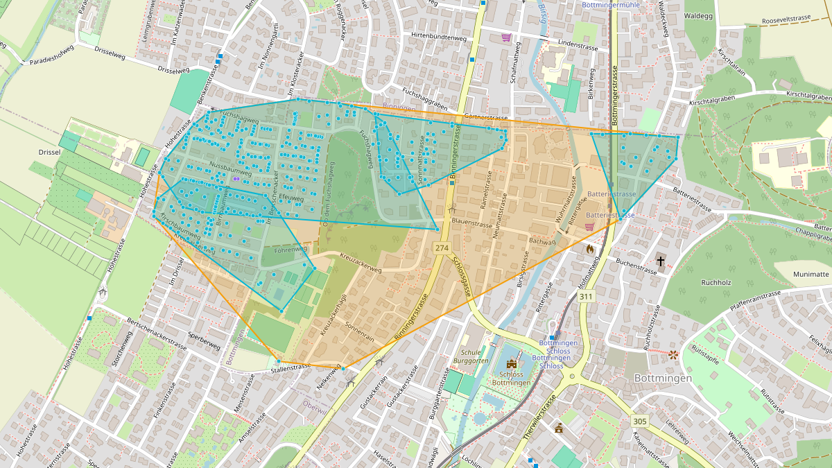 Carte du potentiel CEL de LEG Bottmingen (BL) – Netzgebiet 3