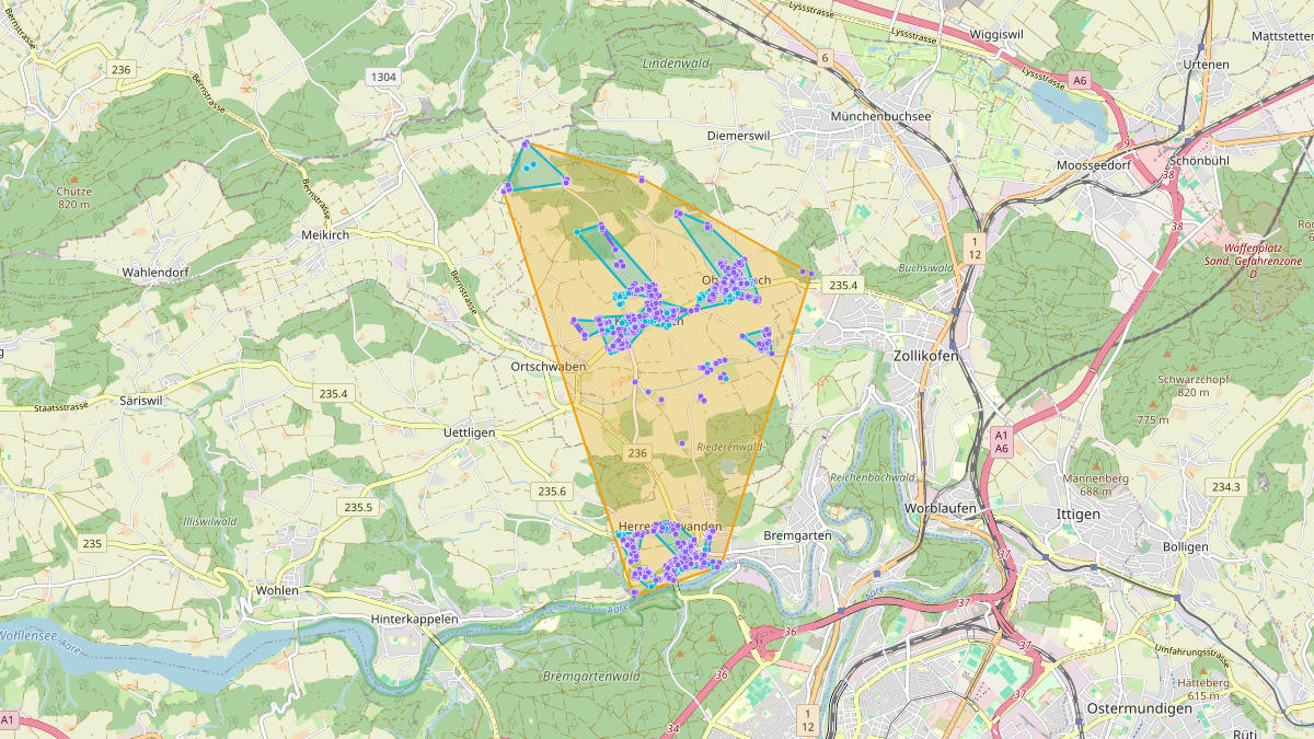 Carte du potentiel CEL de LEG Kirchlindach (BE) – Unterwerk Kirchlindach_TRA65602