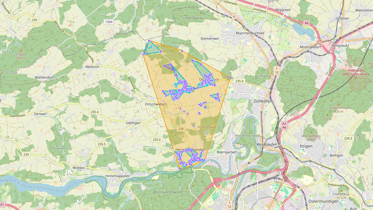 Carte du potentiel CEL de LEG Kirchlindach (BE) – Unterwerk Kirchlindach_TRA65602