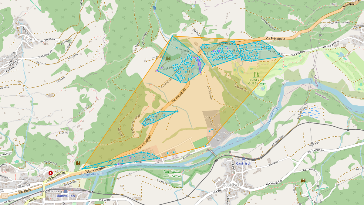 Carte du potentiel CEL de LEG Schluein (GR) – Unterwerk Schluein