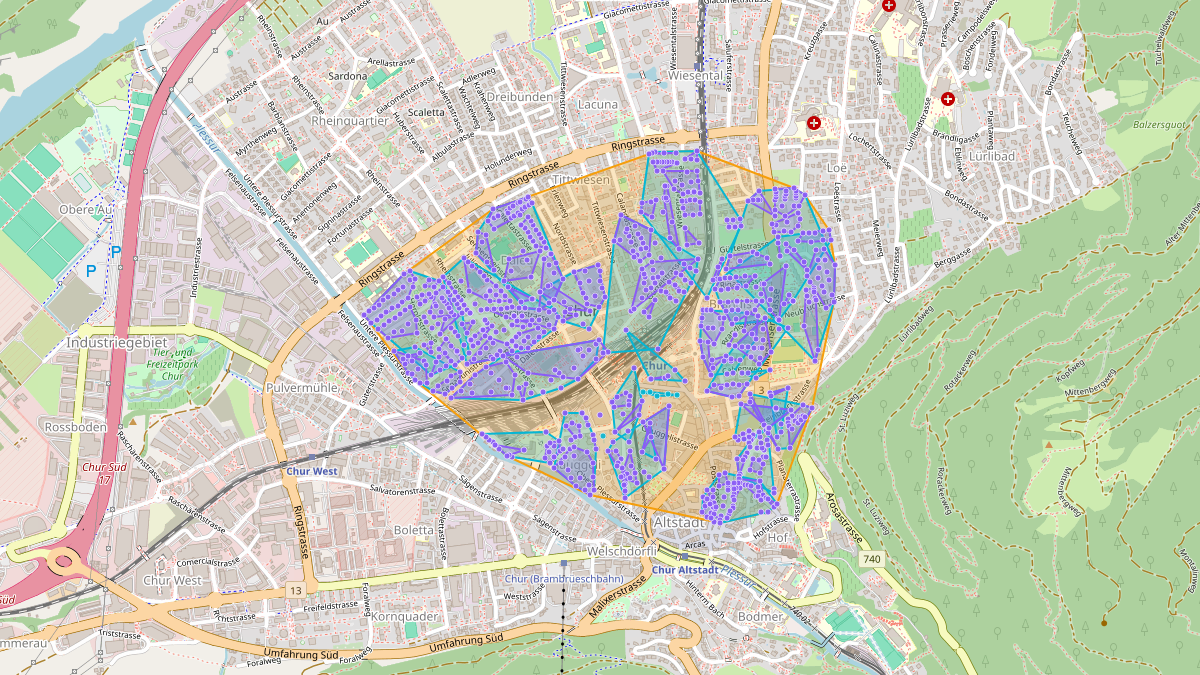 LEG-Potenzial-Karte von LEG Chur (GR) – Unterwerk Gürtelstrasse 